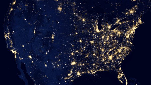 the U.S. at night