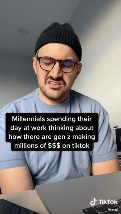 rod talking about millennials spending their day at work while gen z makes millions on tiktok.