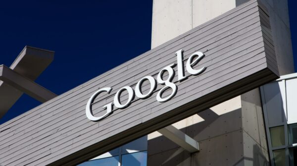 Google logo on a building.