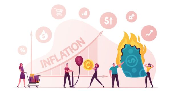 A cartoon graph showing rising inflation.