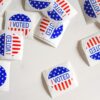 I voted stickers on a white background.
