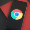 A smartphone displaying the Google Chrome logo.
