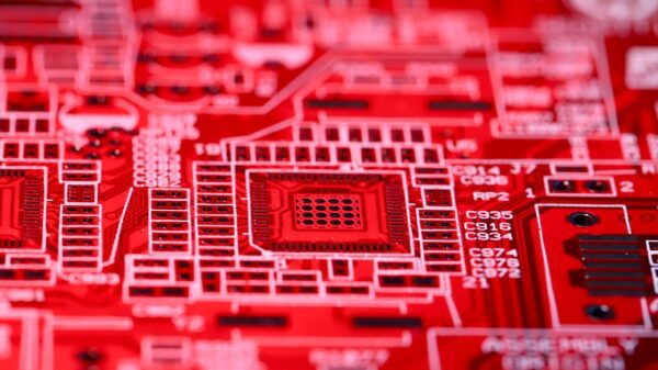 A red circuit board.